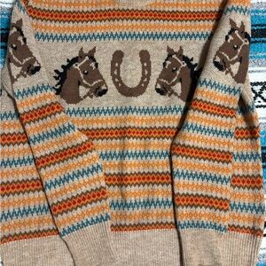Horse Pattern Beige Sweater